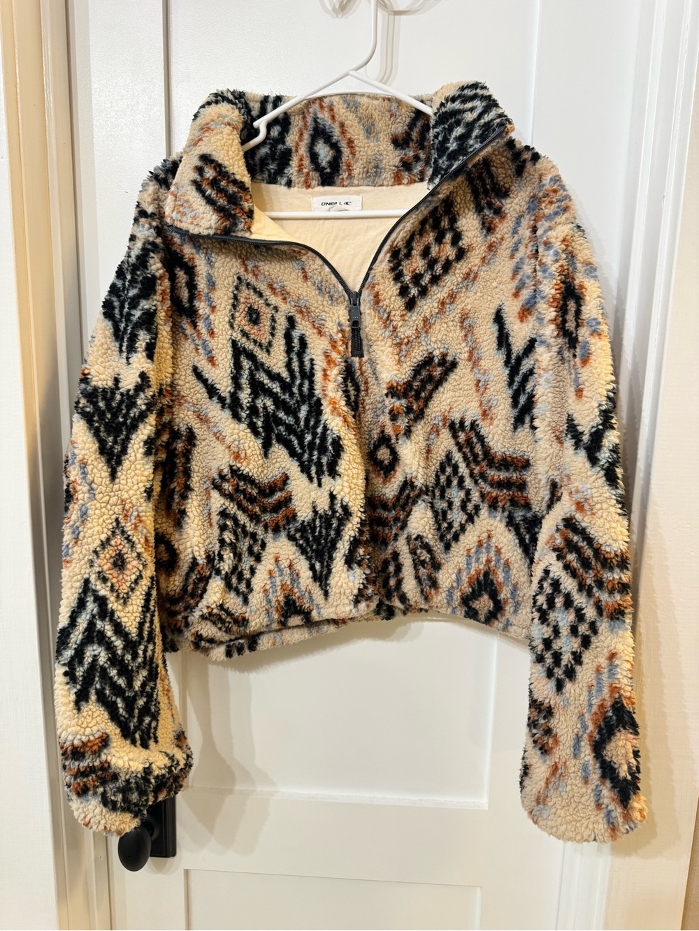 Cropped Half-zip sherpa jacket